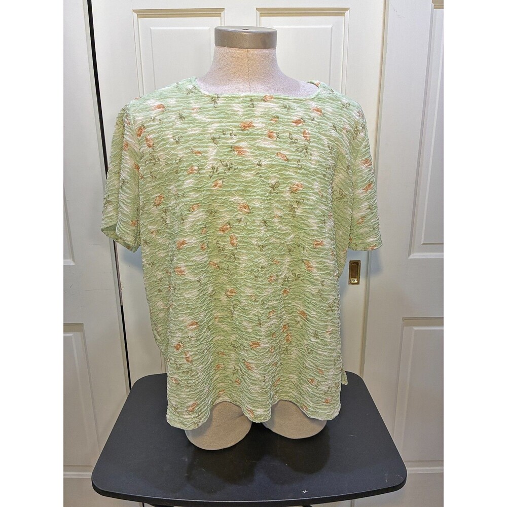 Vintage JR Bentley Plus 2X Vented Green Crinkle Textured Shirt Y2K Sku#3-1
